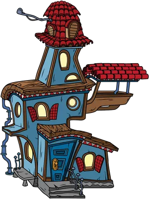 Quirky Cartoon Haunted House.png PNG Image