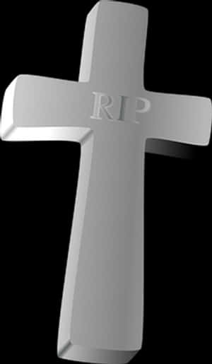 R I P Engraved Tombstone Cross PNG image with transparent background