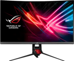 R O G Gaming Monitor Colorful Display PNG Image