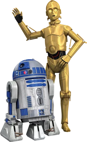 R2 D2and C3 P O Star Wars Droids PNG Image