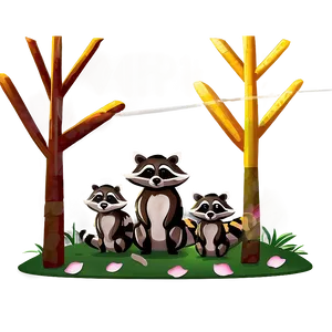 Raccoon Family Illustration Png Rec PNG Image