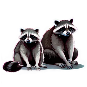 Raccoon Family Illustration Png Riv80 PNG Image