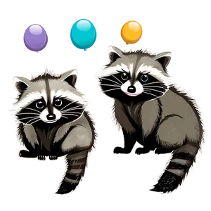 Raccoon Family Illustration Png Xud PNG Image