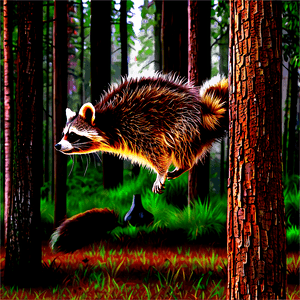 Raccoon in Forest Background PNG 67 PNG image with transparent background