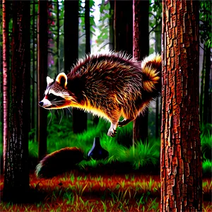 Raccoon In Forest Background Png 67 PNG Image