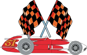 Race Car Number51 With Checkered Flags PNG Image