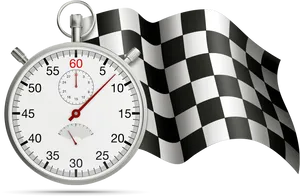 Racing Checkered Flagand Stopwatch PNG Image