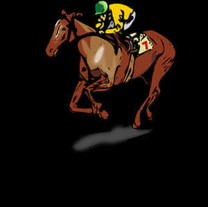 Racing Horseand Jockey Illustration PNG image with transparent background