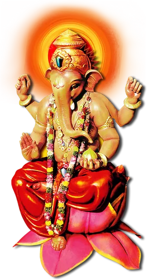 Radiant Lord Ganesh Artwork PNG Image