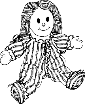 Doll, Toy, Raggedy Ann, Raggedy Andy, Stuffed Toy - Black And White Cartoon Doll, HD Png Download PNG with transparent background