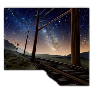 Railroad Tracks Under Starry Night Png Ymb PNG Image