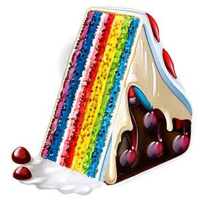 Rainbow Cake Slice Png Qht PNG Image