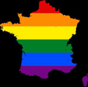Rainbow Colored France Outline PNG image with transparent background