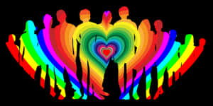 Rainbow Colored Silhouettes Family Heart PNG image with transparent background