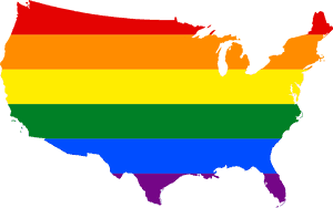 Rainbow Colored U S A Map PNG image with transparent background