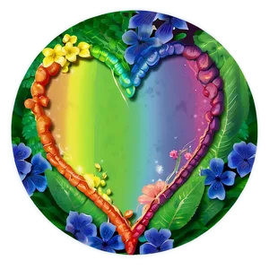 Rainbow Heart In Nature Png Fof PNG Image