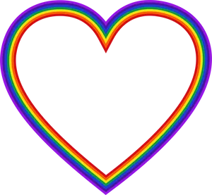 Rainbow Heart Outline Graphic PNG Image