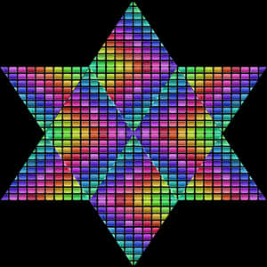 Rainbow Mosaic Star Pattern PNG image with transparent background