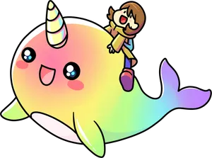 Rainbow_ Narwhal_ Adventure PNG Image