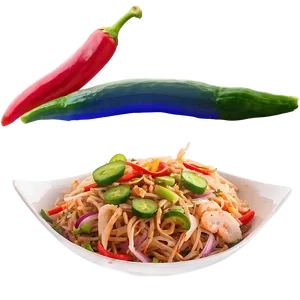 Rainbow Pad Thai With Peppers Png Keo10 PNG Image