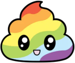 Rainbow Poop Emoji Cartoon PNG Image