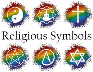 An Assortment Of Various Religious Symbols In Rainbow - Lgbt Flag Religions Symbols, HD Png Download PNG image with transparent background