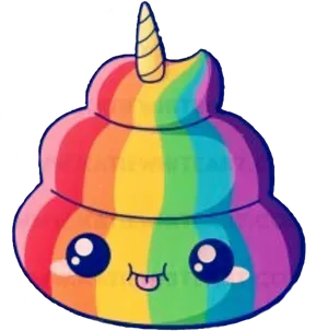 Rainbow Unicorn Poop Kawaii PNG Image