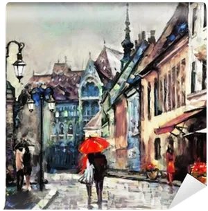 Rainy Dayin Budapest Painting PNG Image