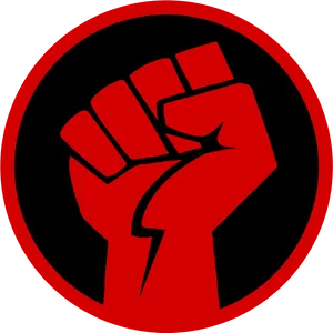 Raised Fist Icon Redand Black PNG Image