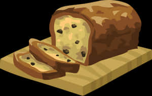 Raisin Bread Loafon Cutting Board PNG image with transparent background