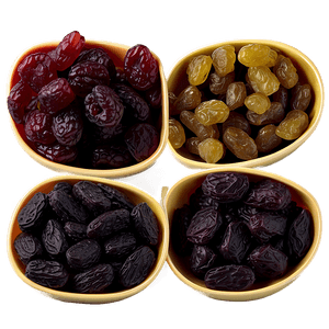 Raisins Assortment Display PNG rid PNG with transparent background