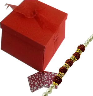 Rakhi Festival Red Gift Boxand Decorated Rakhi PNG Image