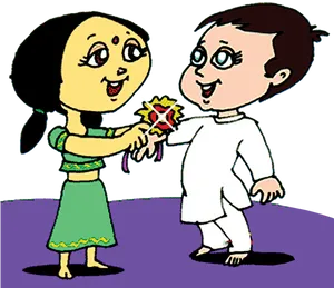 Raksha Bandhan Celebration Cartoon PNG Image