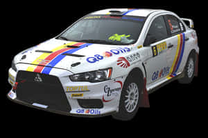 Rally Car Mitsubishi Lancer Evolution Sponsor Decals PNG image with transparent background