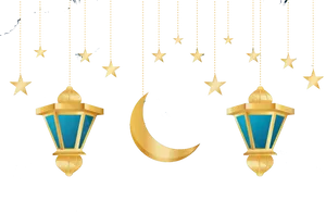 Ramadan Crescentand Lanterns PNG Image