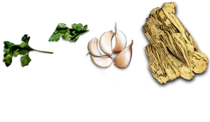 Ramen Ingredients Parsley Garlic Ginger PNG Image
