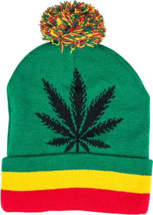 Rasta Beanie With Cannabis Leaf PNG Image