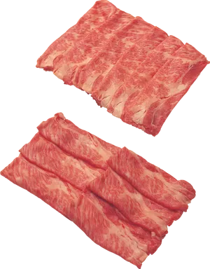 Raw Beef Slices Blue Background PNG Image