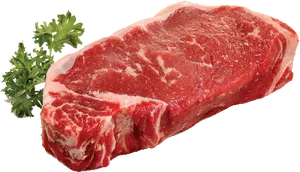 Raw Beef Steakwith Parsley PNG Image