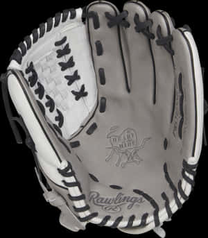 Rawlings Softball Glove Gray Black PNG image with transparent background