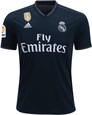 Real Madrid Black Jersey Adidas Sponsorship PNG image with transparent background