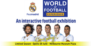 Real Madrid Interactive Football Exhibition Advert PNG image with transparent background