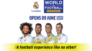 Real Madrid Worldof Football Experience Ad PNG image with transparent background