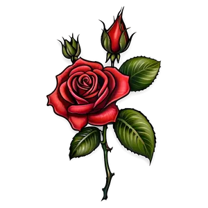 Realistic Rose Tattoo Illustration Png Knw65 PNG Image