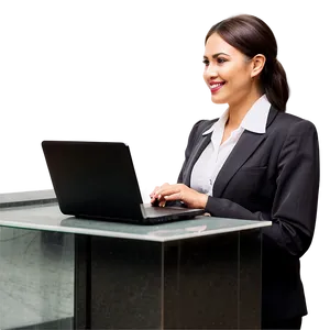 Receptionist With Laptop Png 24 PNG Image