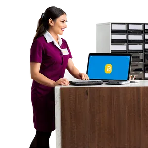 Receptionist With Laptop Png Cgx PNG Image