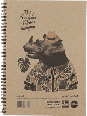 Recycled Save The Rhino A4 Hardback Notebook 160 Pages - Indian Rhinoceros, HD Png Download PNG image with transparent background