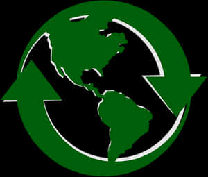 Recycling Symbol Over Earth PNG with transparent background