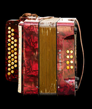 Red Accordion Isolatedon Black PNG with transparent background