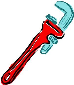 Red Adjustable Wrench Illustration PNG Image